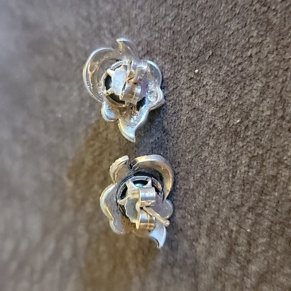 VTG Pearl Marcasite Removable Halo Formal Bridal Castlecore Post Earrings - Picture 4 of 6